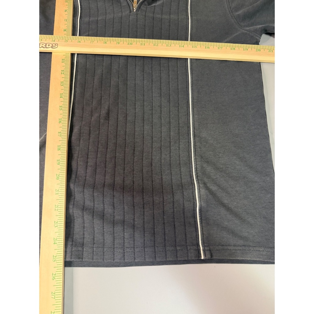 Denim & Flower Ricky Singh Mens Gray Quarter Zip Ribbed Polo Shirt Medium - Picture 4 of 5